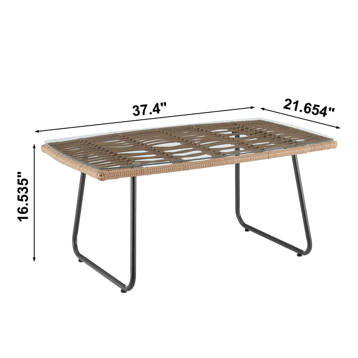 Manhattan Comfort Antibes 2.0 Steel Rattan 4-Piece Patio Conversation Set - Grey