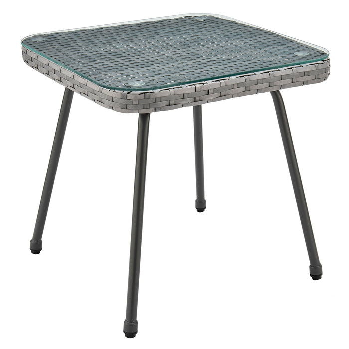 Manhattan Comfort Cannes Rope Wicker 3-Piece Patio Conversation Set - Cream