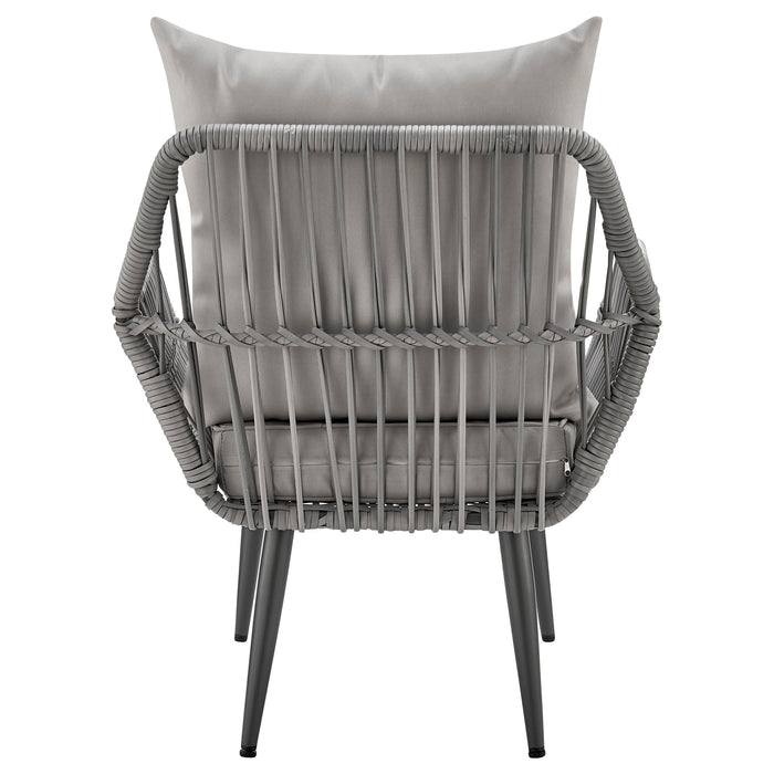 Manhattan Comfort Cannes Rope Wicker 3-Piece Patio Conversation Set - Grey