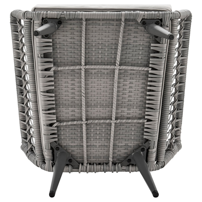 Manhattan Comfort Cannes Rope Wicker 3-Piece Patio Conversation Set - Grey