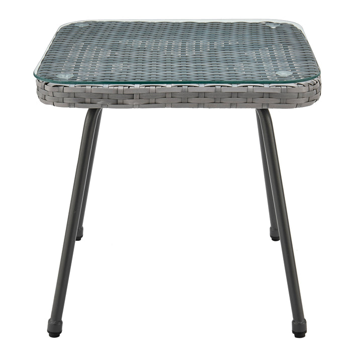 Manhattan Comfort Cannes Rope Wicker 3-Piece Patio Conversation Set - Grey