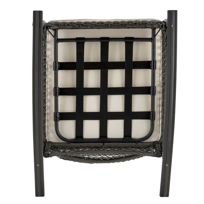 Manhattan Comfort Furttuo Steel Rattan Patio Outdoor Rocking Chair - Cream