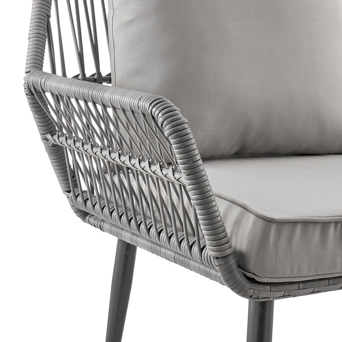 Manhattan Comfort Portofino Rope Wicker 4-Piece Patio Conversation Set - Grey