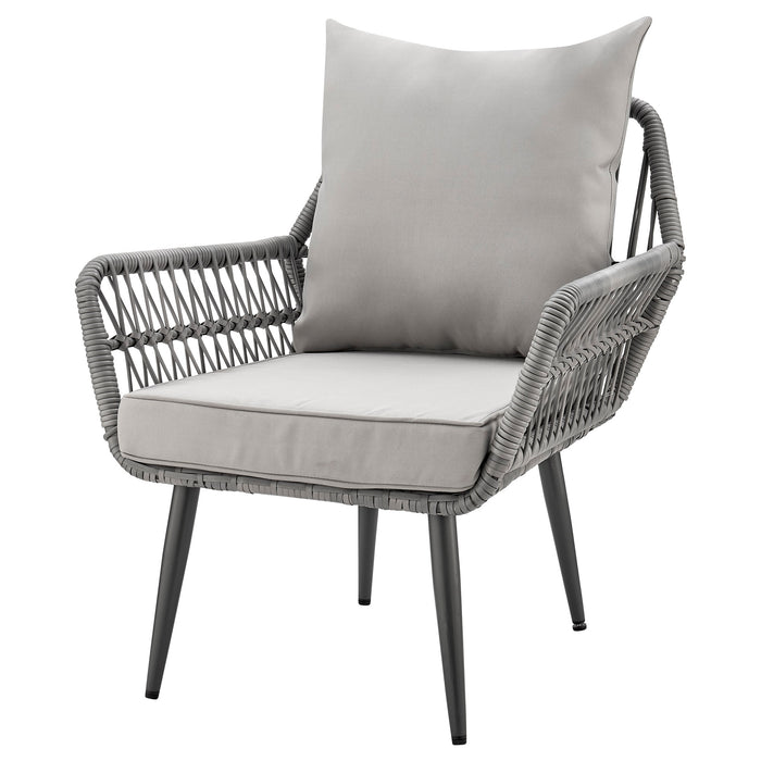 Manhattan Comfort Portofino Rope Wicker 4-Piece Patio Conversation Set - Grey