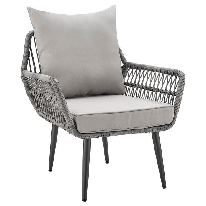 Manhattan Comfort Portofino Rope Wicker 4-Piece Patio Conversation Set - Grey