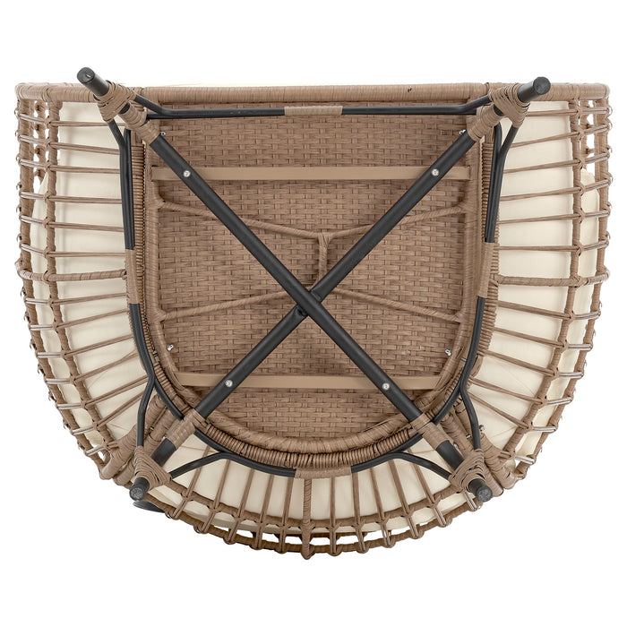 Manhattan Comfort Spezia Freestanding Steel & Rattan Patio Outdoor Egg Chair - Cream