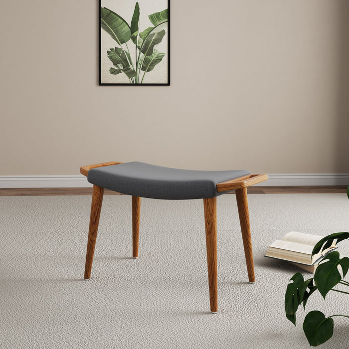 Manhattan Comfort Geta Ottoman - Charcoal & Antique Walnut