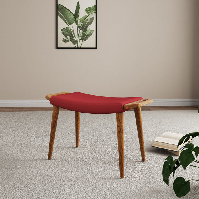 Manhattan Comfort Geta Ottoman - Red & Antique Walnut