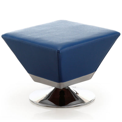 Manhattan Comfort Diamond Polished Chrome Swivel Ottoman - Blue|Pouf pivotant Diamond de Manhattan Comfort en chrome poli - bleu