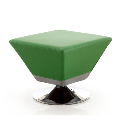 Manhattan Comfort Diamond Polished Chrome Swivel Ottoman - Green|Pouf pivotant Diamond de Manhattan Comfort en chrome poli - vert