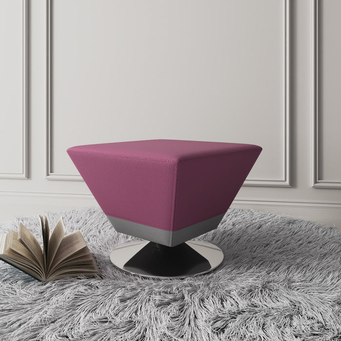 Manhattan Comfort Diamond Polished Chrome Swivel Ottoman - Purple