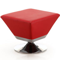 Manhattan Comfort Diamond Polished Chrome Swivel Ottoman - Red