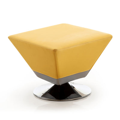 Manhattan Comfort Diamond Polished Chrome Swivel Ottoman - Yellow|Pouf pivotant Diamond de Manhattan Comfort en chrome poli - jaune