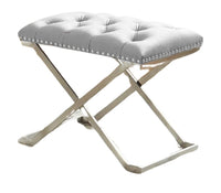 Imperial Tufted Ottoman with Silver Base Beige Benches