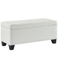 Pleather Impression Bench with Storage White