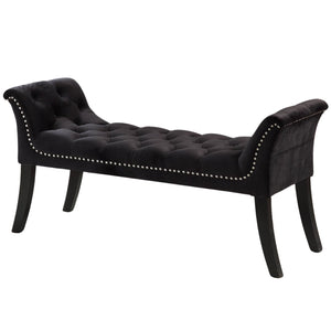 Imperial Tufted Bench with Armrest Black Benches