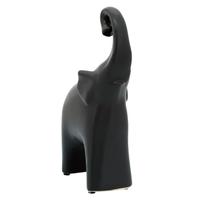 10.75” Contemporary Elephant Figurine – Matte Black 