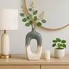 16” Ceramic Open Cut Out Vase – Ivory and Blue  | Vase de 16 po en céramique à découpe ouverte - ivoire et bleu