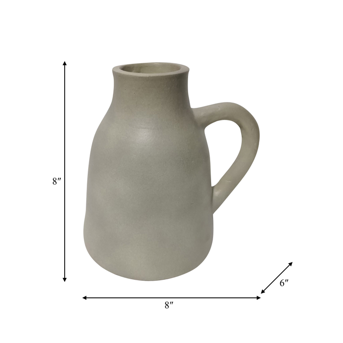 8.75” Terracotta Vase with Handle – Green 