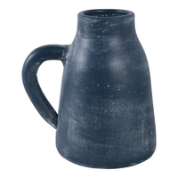 8.75” Terracotta Vase with Handle – Blue  