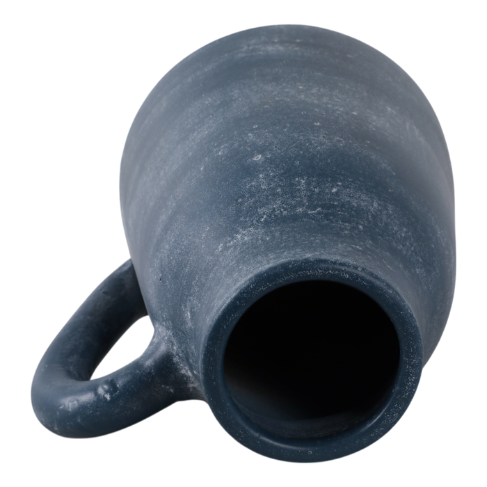 8.75” Terracotta Vase with Handle – Blue 
