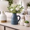 8.75” Terracotta Vase with Handle – Blue  | Vase de 8,75 po en terre cuite avec poignée - bleu