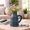 8.75” Terracotta Vase with Handle – Blue  | Vase de 8,75 po en terre cuite avec poignée - bleu