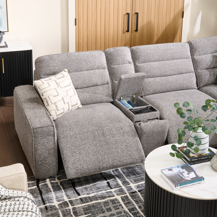 Shaquille O’Neal Home Prestige 6-Piece Sectional with Power Reclining – Grey