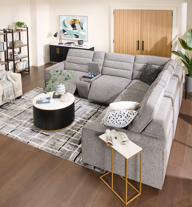 Shaquille O’Neal Home Prestige 6-Piece Sectional with Power Reclining – Grey
