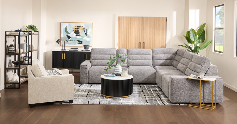 Shaquille O’Neal Home Prestige 6-Piece Sectional with Power Reclining – Grey