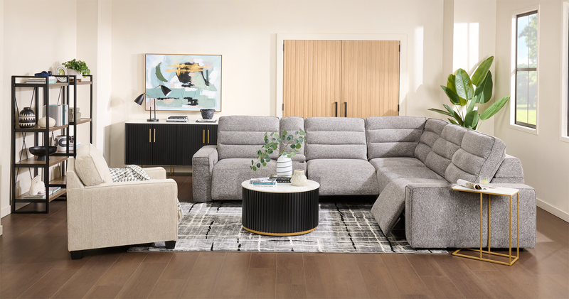 Shaquille O’Neal Home Prestige 6-Piece Sectional with Power Reclining – Grey