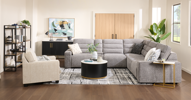 Shaquille O’Neal Home Prestige 6-Piece Sectional with Power Reclining – Grey