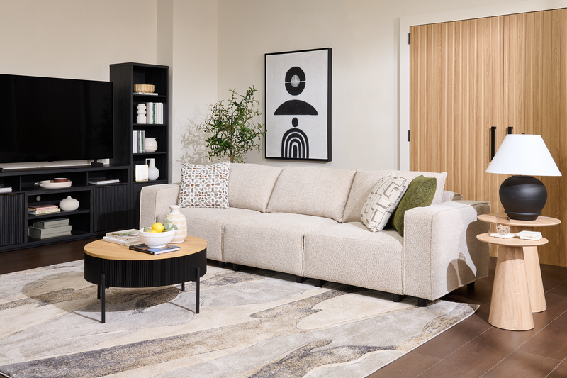 Infinity Modular 3-Piece Chenille Fabric Sofa Sectional – Taupe 