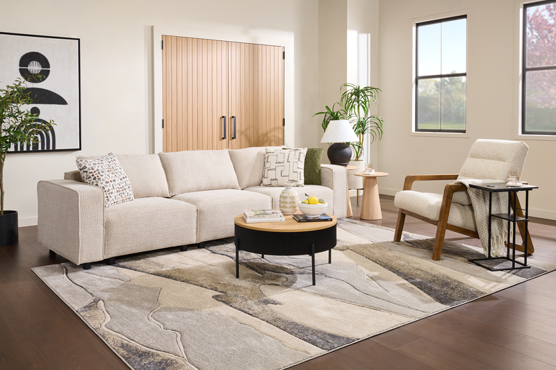 Infinity Modular 3-Piece Chenille Fabric Sofa Sectional – Taupe 