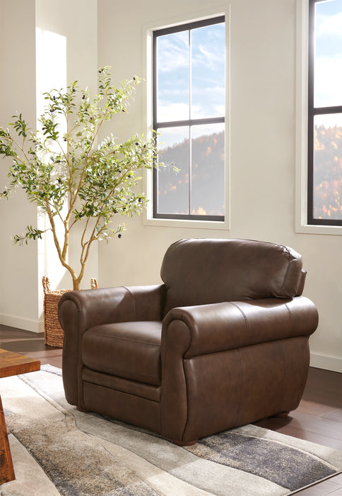 Chateau d’Ax Porto 45\" 100% Genuine Leather Accent Chair - Chocolate 