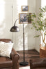 62.75" Bean Bronze Metal Floor Lamp with Adjustable Lamp Head|Lampe à pied de 62,75 po en métal bronze haricot avec tête de lampe réglable