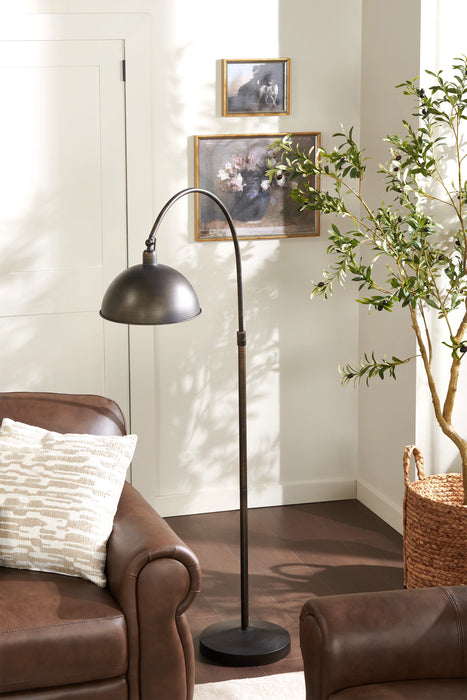 62.75\" Bean Bronze Metal Floor Lamp with Adjustable Lamp Head