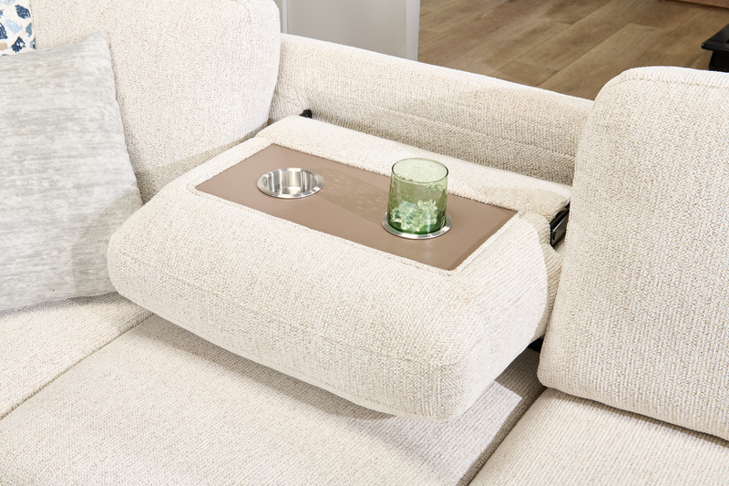 Pocket 2-piece Right-facing Linen-Look Fabric Sleeper Sectional with Storage - Beige