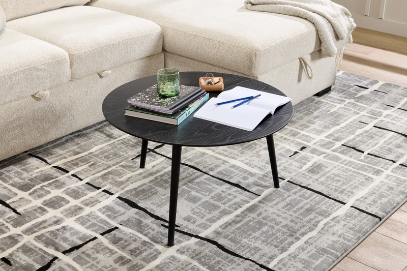 Viola 29.5\" Modern Round Top Coffee Table – Black Ash 