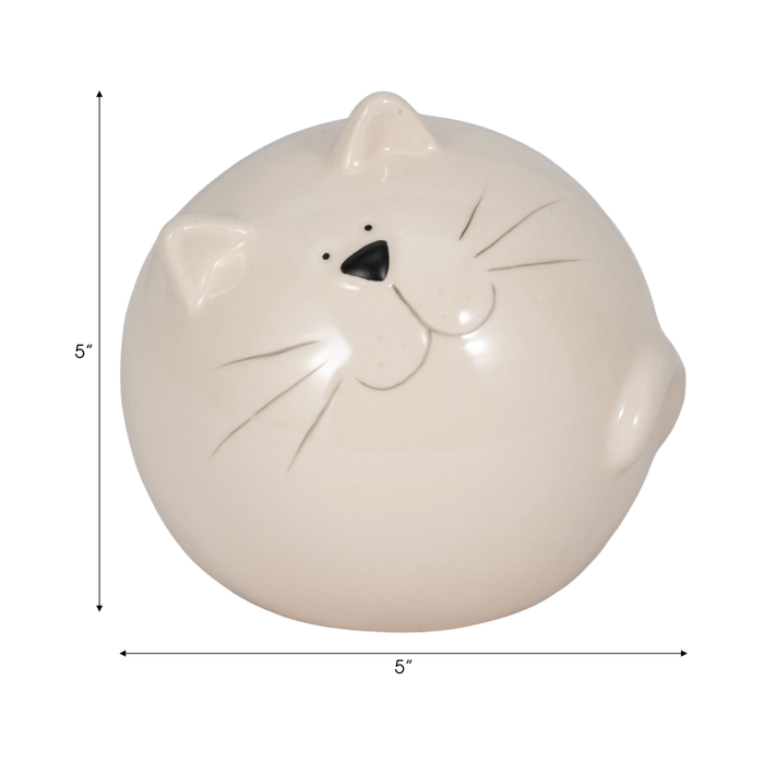5” Ceramic Cat Orb Decoration – White