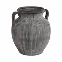 10” Ceramic Weathered Jug with Handles – Black  