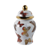 8.25” Ceramic Butterflies Temple Jar – White  | Pot temple de 8,25 po en céramique avec papillons - blanc