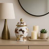 8.25” Ceramic Butterflies Temple Jar – White  | Pot temple de 8,25 po en céramique avec papillons - blanc