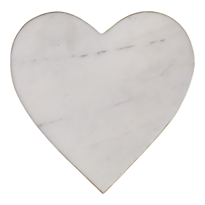Marble Heart Tray with Gold Edges – White