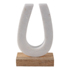 Marble 8.25” Horseshoe Sculpture with Wood Base – White | Sculpture de fer à cheval de 8,25 po en marbre avec base en bois - blanche