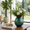 7.5” Modern Etched Glass Vase – Green | Vase moderne de 7,5 po en verre gravé - vert