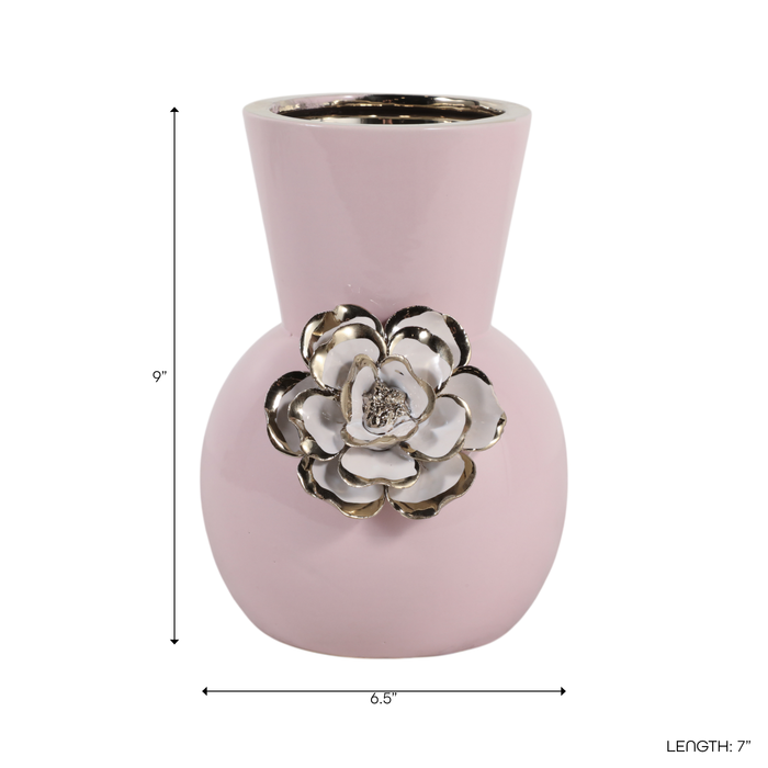 9” Ceramic Blush Flower Vase – Pink 
