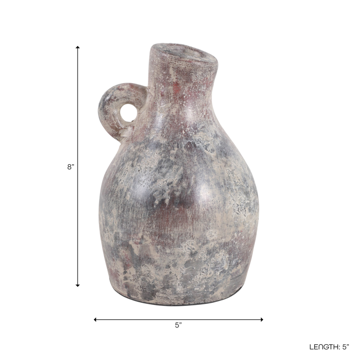 8.25” Terracotta Curvy Bud Vase with Handle – Weathered 