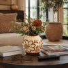 6” Ceramic Hand Painted Flower Vase – Light Brown  | Vase à fleurs de 6 po en céramique peinte à la main - brun clair