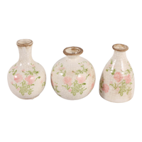6” Set of 3 Ceramic Floral Cottage Bud Vase – Multi-Colour  